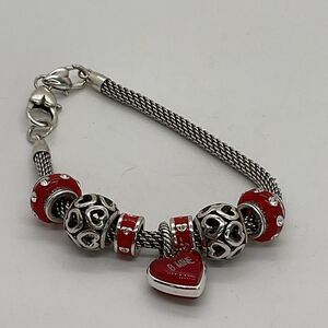 Brighton Beverly Glam with Conversation Red Heart Charm Bracelet
